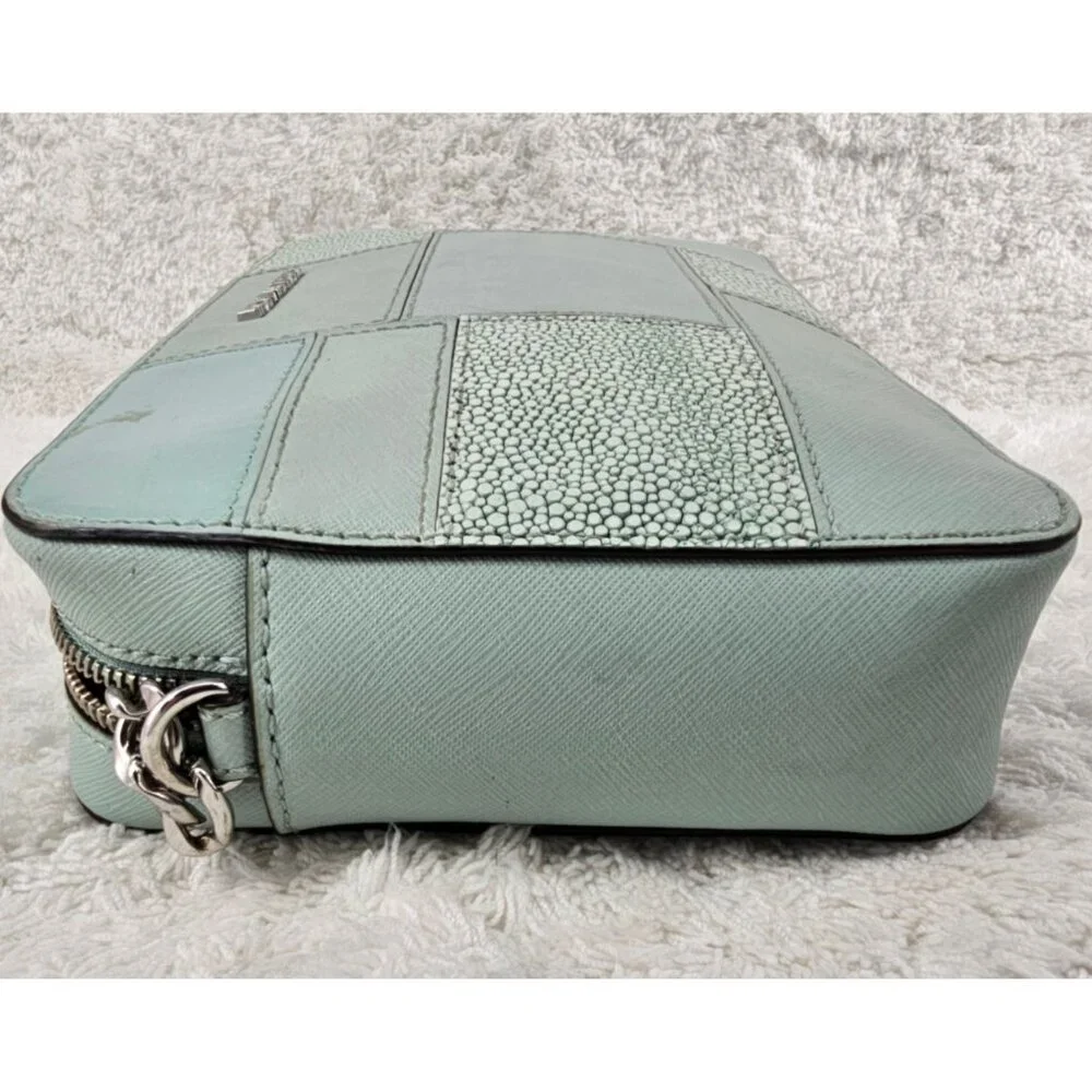 MICHAEL KORS Mint Green Patchwork Tiles Jet Set Camera Crossbody Bag Chain Strap